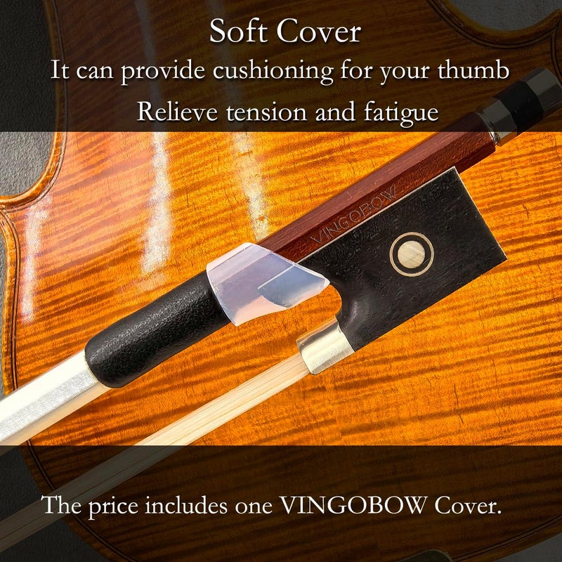 VINGOBOW Brazilwood Violin Bow 4/4 Full Size 74.5cm Ebony Frog Natural Mongolian White Horsehair Well Balanced Sweet Tone - Image 2